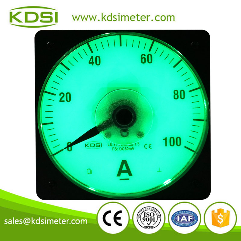 Wide angle marine meter LS-110 DC60mV 100A display current meter green backlight panel ammeter