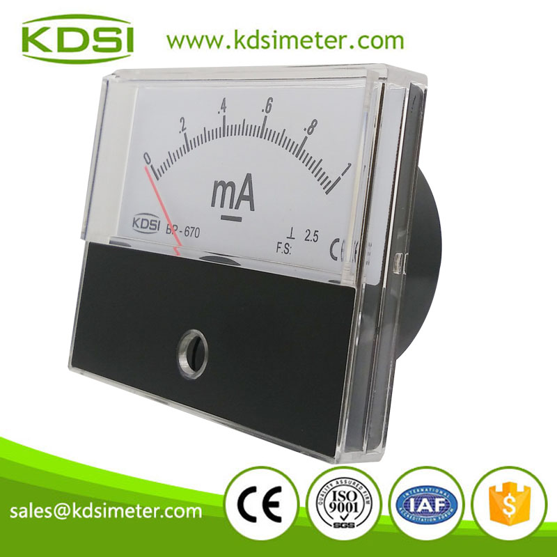 Factory direct sales rectangular type BP-670 DC1mA panel analog dc milliammeter