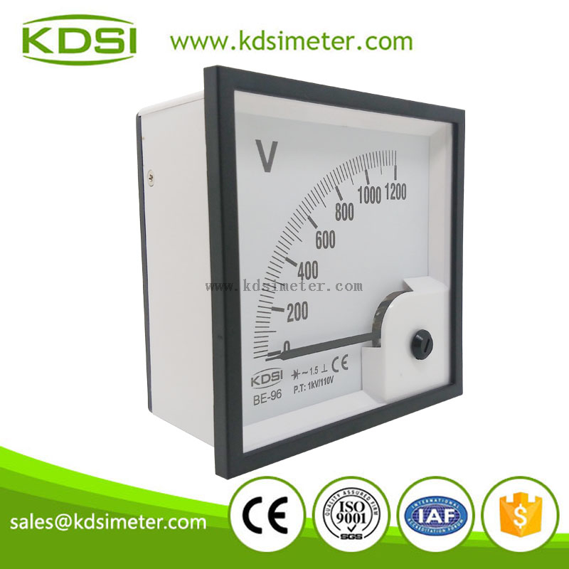 Square type BE-96 96 * 96 AC1200V 1KV/110V ac voltmeter with rectifier -  Buy ac voltmeter with rectifier, analog voltmeter gauge, analog voltmeter  with ce Product on KDS Instrument (Kunshan) Co., Ltd. 