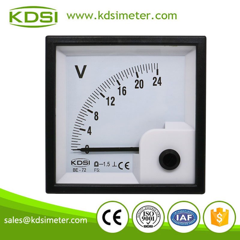 Square Type Moving Coil DC Voltmeters BE-72 DC24V Voltage Panel Meter
