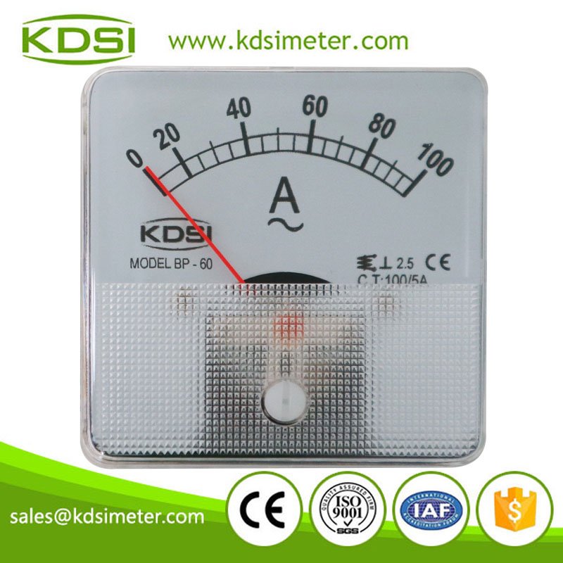 Factory direct sales BP-60 AC100/5A 60*60mm analog ac panel mount ammeter