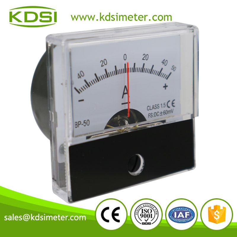Small high sensitivity BP-45 DC+-60mV+-50A moving coil panel analog dc ammeter for shunt