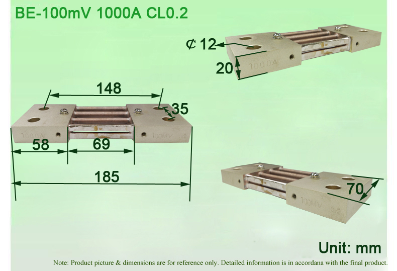 Shunt BE-100mV 1000A CL0.2 drawing