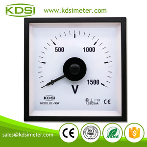 Square Type BE-96W DC5mA 1500V Wide Angle DC Analog Panel Voltage Meter