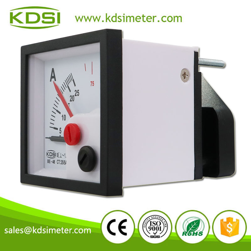 KDSI Electronic Apparatus BE-48 AC25/5A 3times Overload Double Pointer AC Analog Ampere Panel Meter