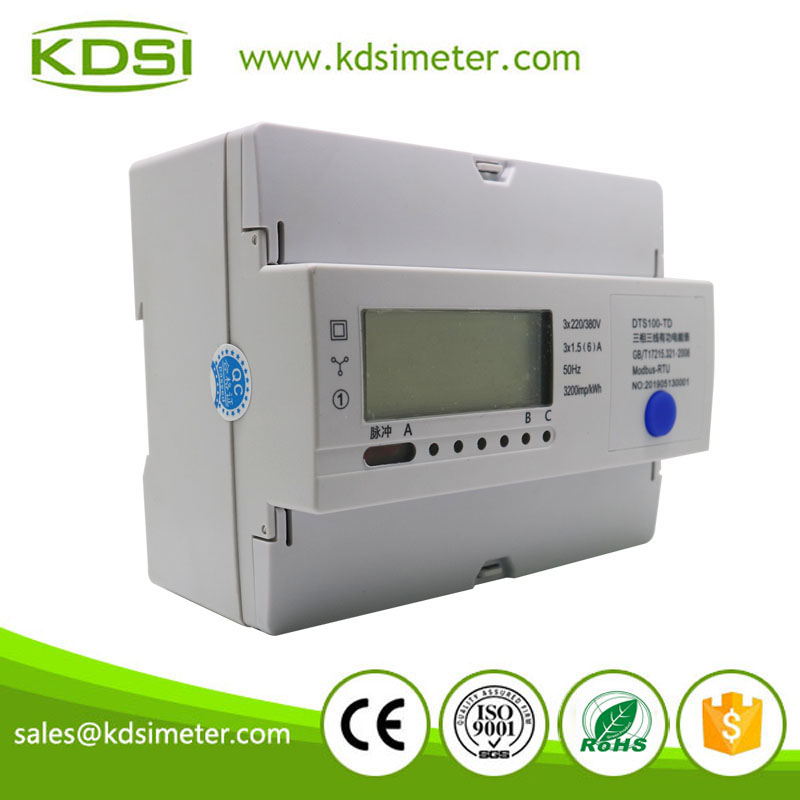 Easy Operation DTS100-TD 220V/380V Three Phase Din-Rail Electronic Prepaid Digital Energy Meter