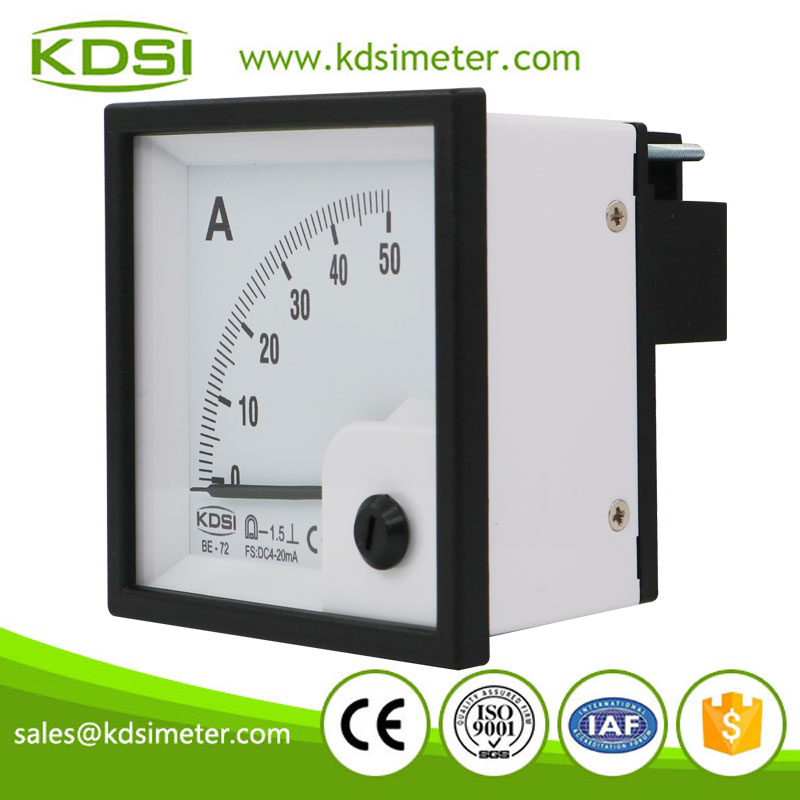 High quality BE-72 DC4-20mA 50A analog dc panel mount ammeter