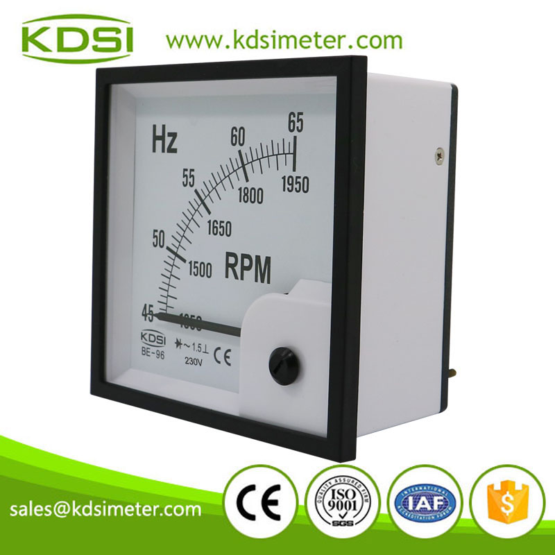 High Quality BE-96 45-65Hz+rpm 230V Panel Analog Hz+rpm Frequency Meter