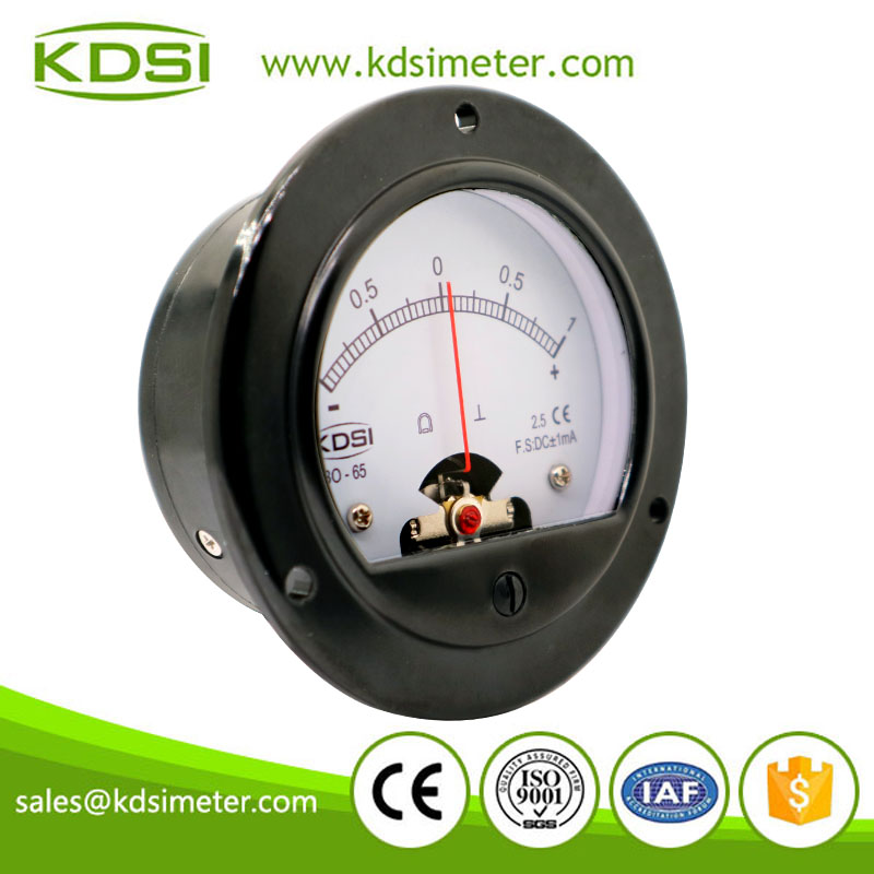 High quality BO-65 DC+-1mA dc analog round panel mount ammeter