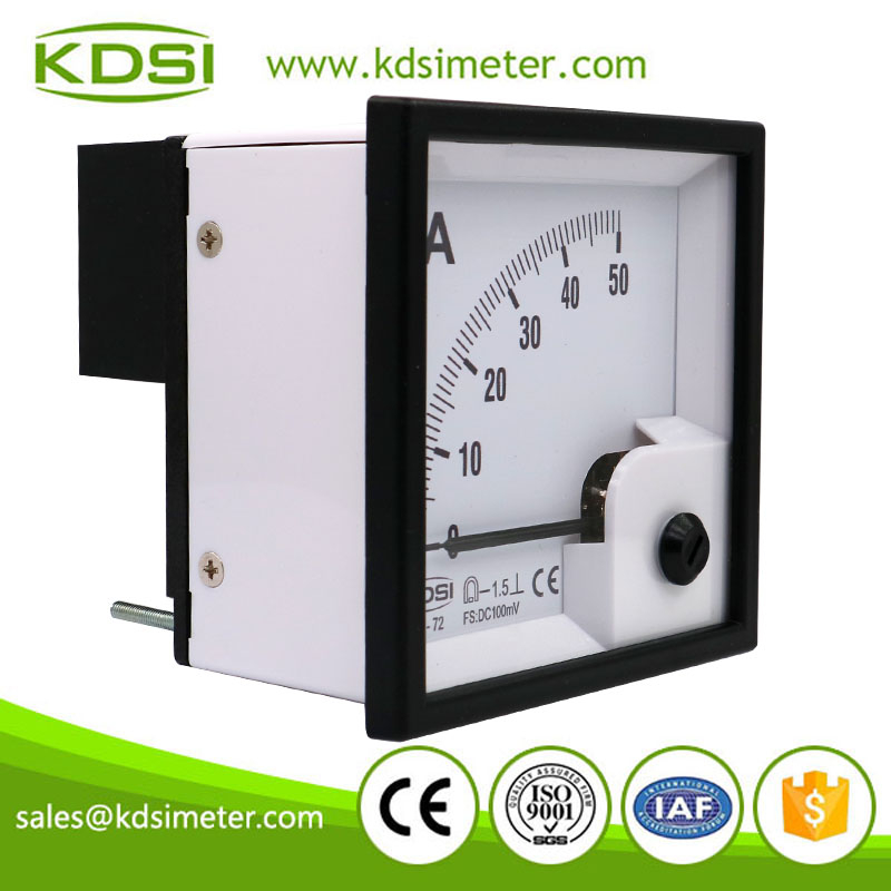 Safe to operate BE72 DC100mV 50A analog panel dc ammeter for shunt