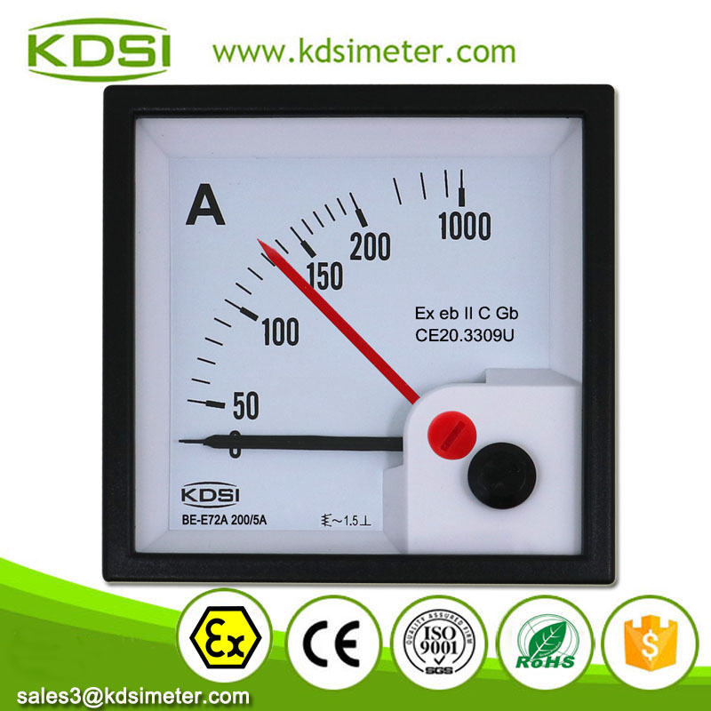 Classical BE-E72A AC200/5A 5times Double Pointers AC Analog Panel Explosion-proof Amp Meter