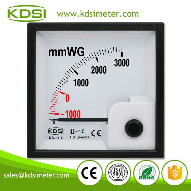 Hot Selling Good Quality BE-72 DC4-20mA -1000-3000mmWG Analog DC Amp Panel Static Pressure Gauge