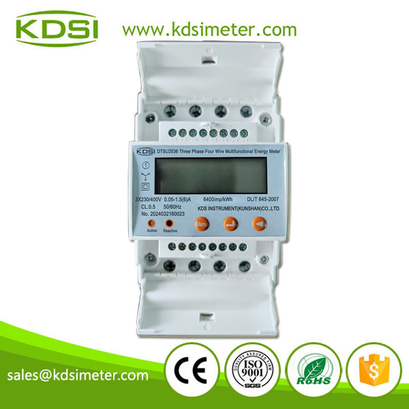 High quality DTSU2536 Three Phase Four Wire 4 Pole RS485 MODBUS DIN Rail kWhl Energy Meter