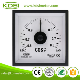 CE Passed BE-96W 3P3W COS 380V 5A Wide Angle Analog Panel Power Factor meter