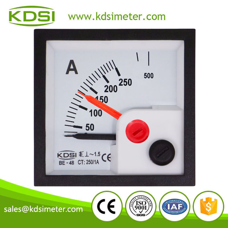 Easy installation BE-48 AC250/1A with red pointer ac mini analog amp panel meter