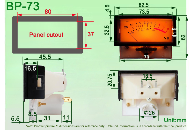BP-73 dimensioned drawing
