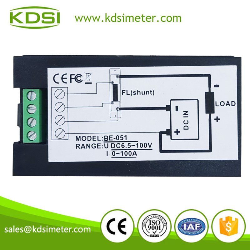DC Voltmeter Ammeter Power Energy Digital Voltage Current Meter BE-051 LCD DC 6.5-100V 0-100A with DC 100A/75mV Shunt