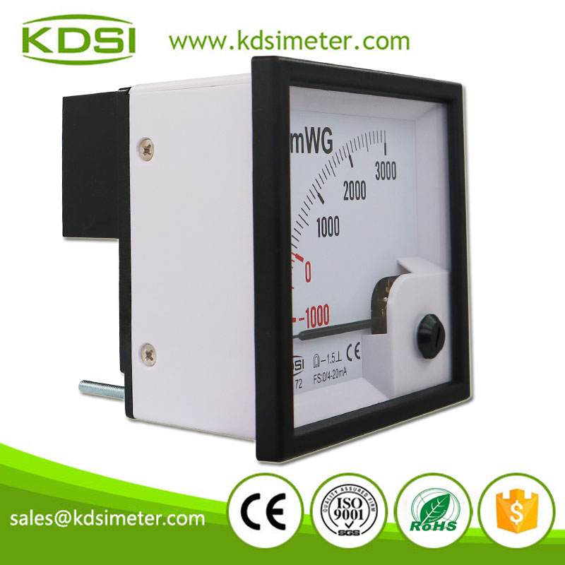 Hot Selling Good Quality BE-72 DC4-20mA -1000-3000mmWG Analog DC Amp Panel Static Pressure Gauge