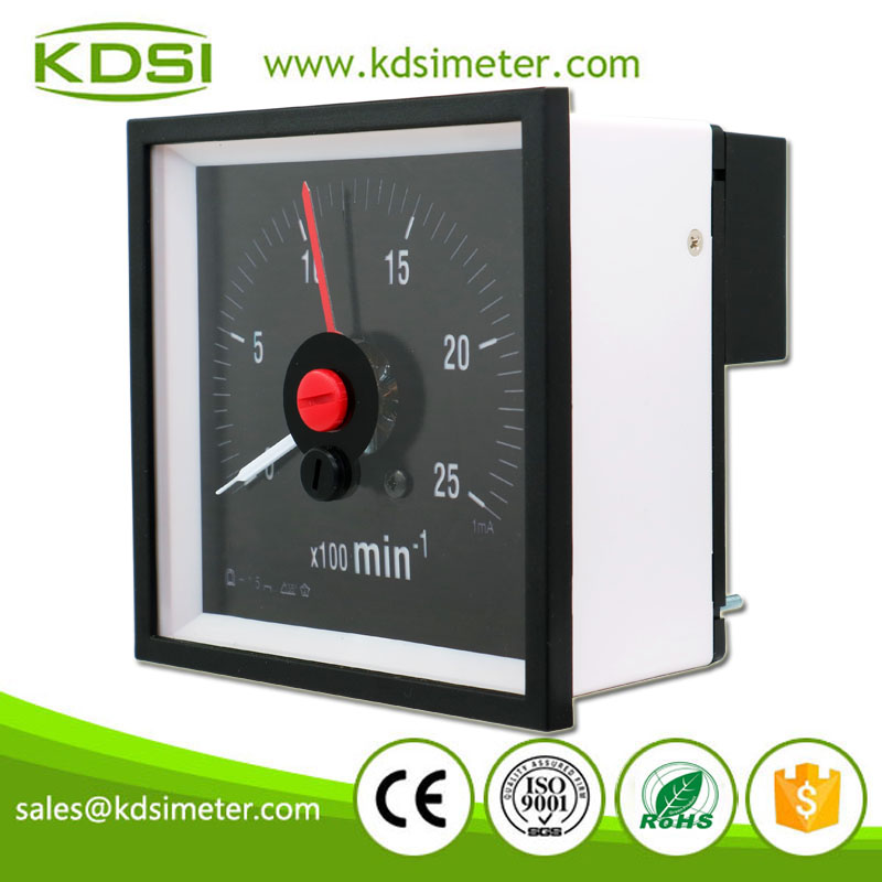 Square Type BE-96W DC1mA 25x100min-1 Wide Angle Backlighting Double Pointer Panel Analog DC Amp Tachometer
