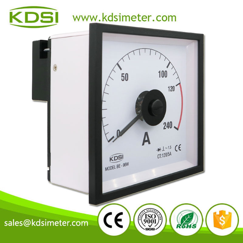 Square Type BE-96W AC120/5A 2times Wide Angle Analog AC Amp Panel Mount Meter