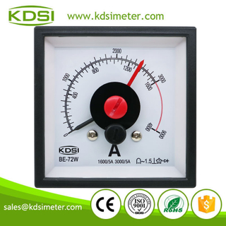 CE Approved BE-72W AC1600/3000/5A 3times Overload double pointer Wide Angle AC Panel Analog Ampere Meter