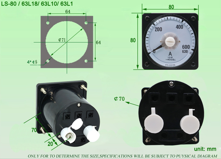 LS-80 Dimensioned drawing