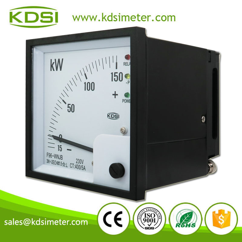 Multi-Purpose F96-WNJB -15-150kW 230V 400/5A Analog Panel Watt meter with reverse power relay Output