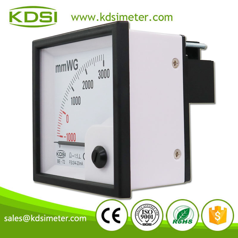 Hot Selling Good Quality BE-72 DC4-20mA -1000-3000mmWG Analog DC Amp Panel Static Pressure Gauge