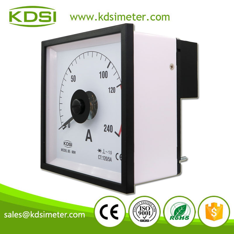 Square Type BE-96W AC120/5A 2times Wide Angle Analog AC Amp Panel Mount Meter