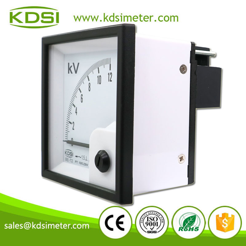 Square Type BE-72 AC12kV 10/0.22kV rectifier Analog AC Volt panel meter