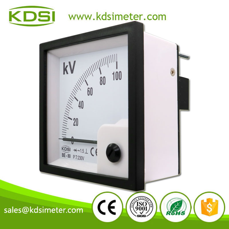 Square Type BE-80 AC100kV/230V Rectifier Analog AC Panel Voltage Meter
