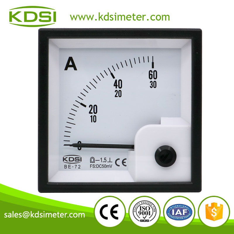 CE Approved BE-72 DC50mV 30/60A analog panel dc high precision ammeter