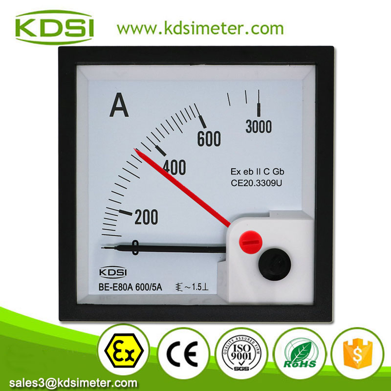 Easy Installation BE-E80A AC600/5A 5times Double Pointer Analog Panel AC Explosion-proof Amp Meter