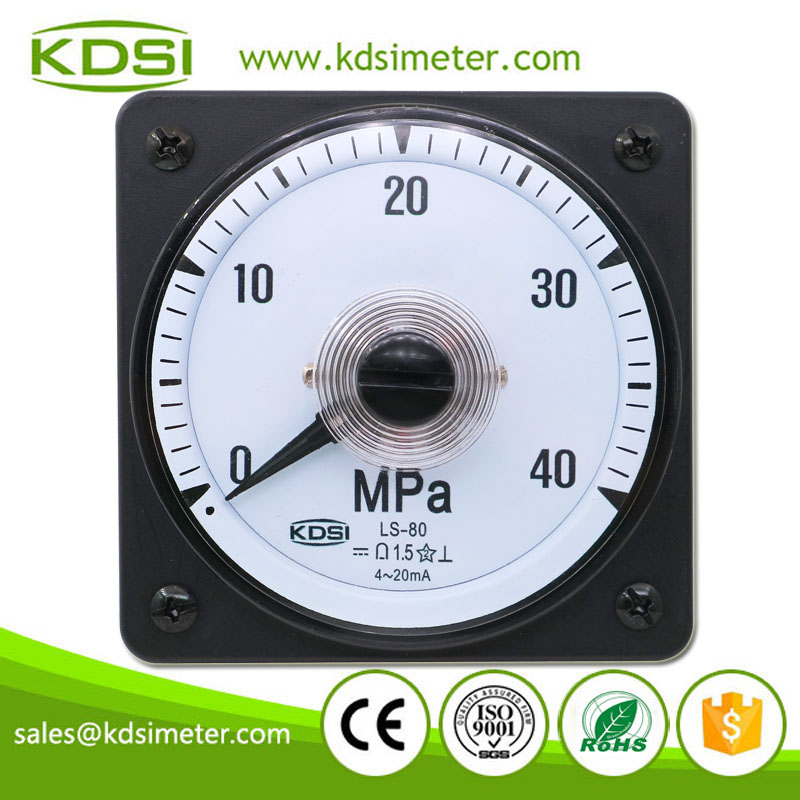 30 Years Professional Manufacturer LS-80 DC4-20mA 40MPa Wide Angle Analog DC Amp Pressure Panel Meter