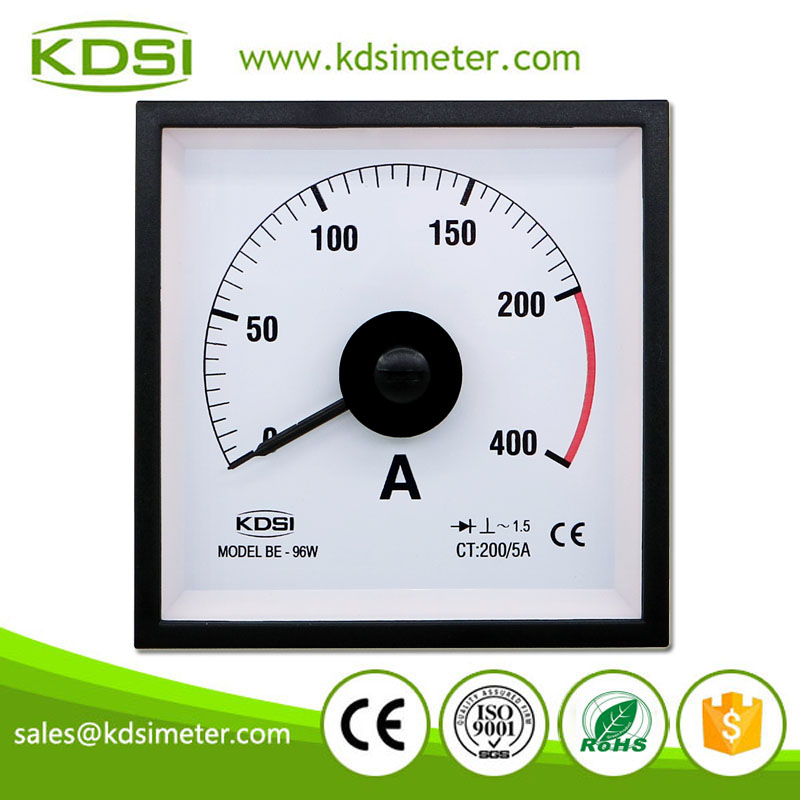 CE Certificate BE-96W AC200/5A 2times overload Wide Angle Analog AC Amp Panel Meter