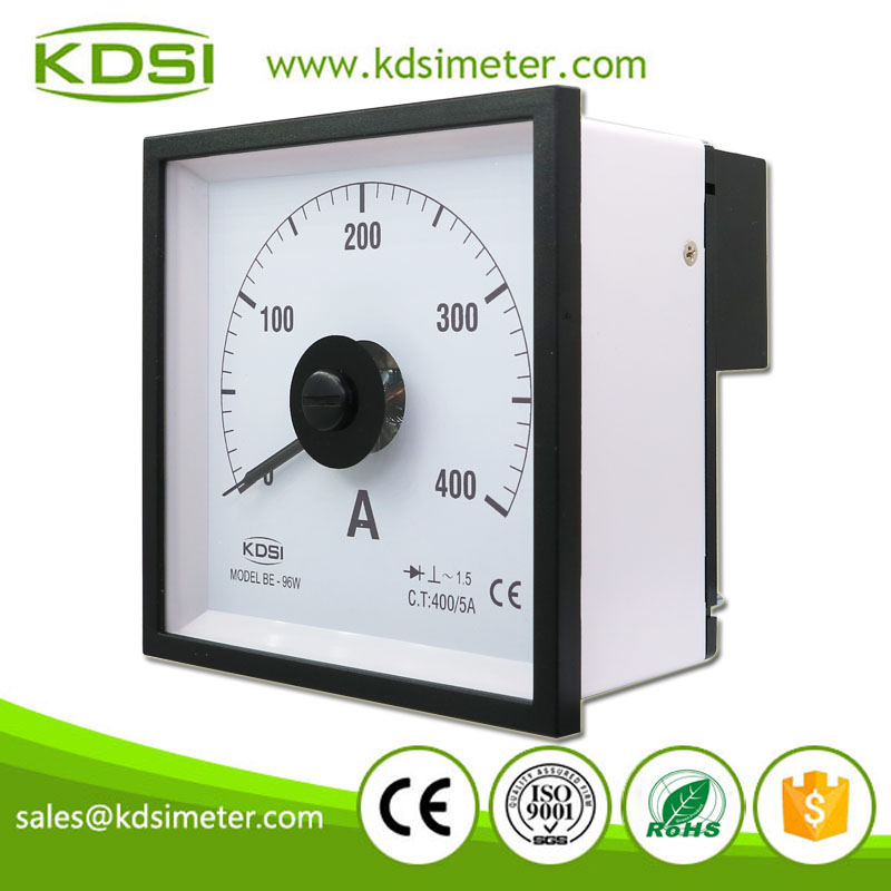 KDSI Electronic Apparatus BE-96W AC400/5A Wide Angle Analog AC Panel Ampere Meter 