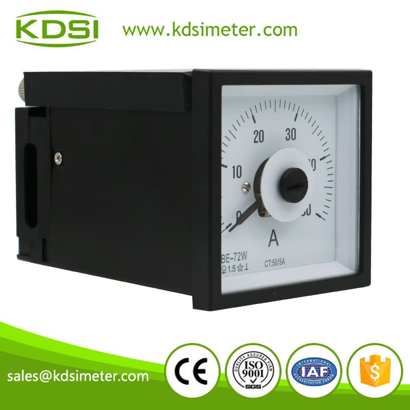 Small & high sensitivity BE-72W AC50/5A wide angle ac panel analog ampere meter