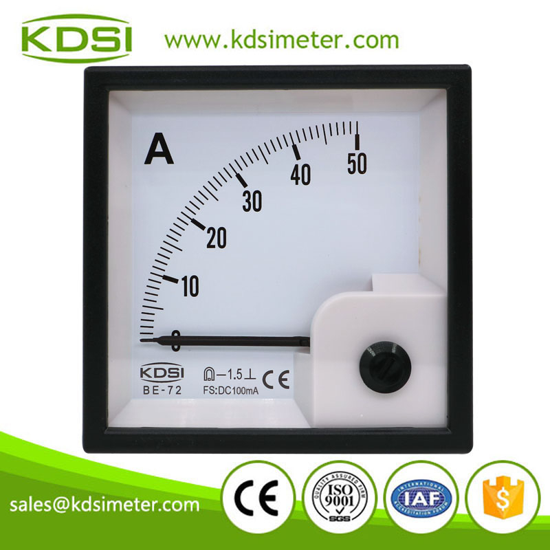 Square Type BE-72 DC100mA 50A Analog DC Panel Ampere Indicator
