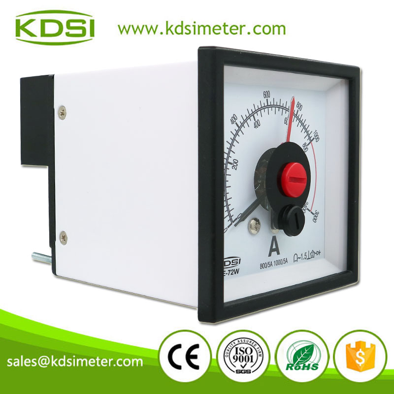 Small & High Sensitivity BE-72W AC800/1000/5A 3times Overload double pointer Wide Angle AC Panel Analog Galvanometer