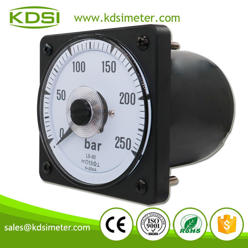 China Supplier LS-80 DC4-20mA 250bar Wide Angle Analog DC Amp Pressure Panel Meter
