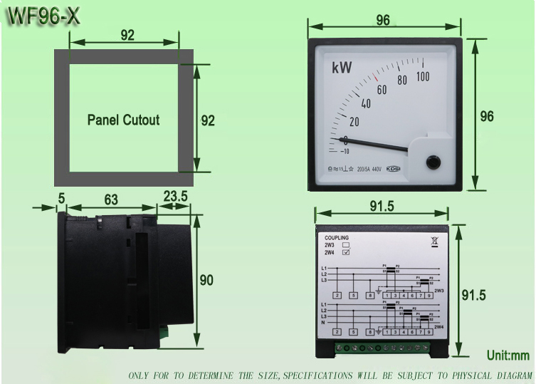 WF96-X dimensioned drawing WF96-X dimensioned drawing