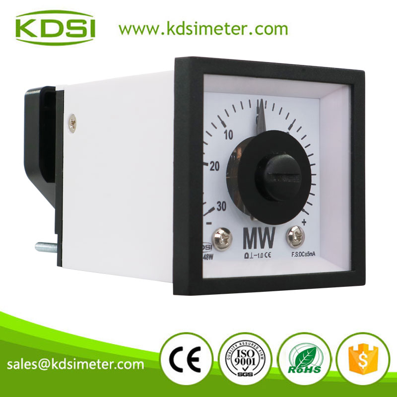 Square Type BE-48W DC+-5mA +-30MW Wide Angle DC Analog Amp Panel MW Meter