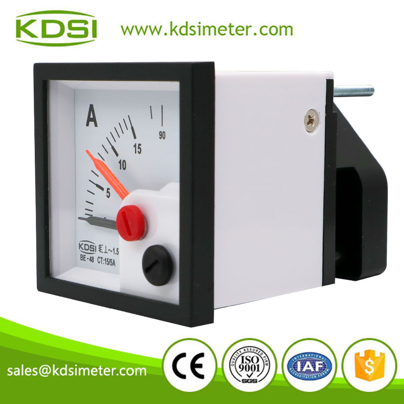 Square type BE-48 AC15/5A 6 times overload with red pointer ac mini analog panel meter