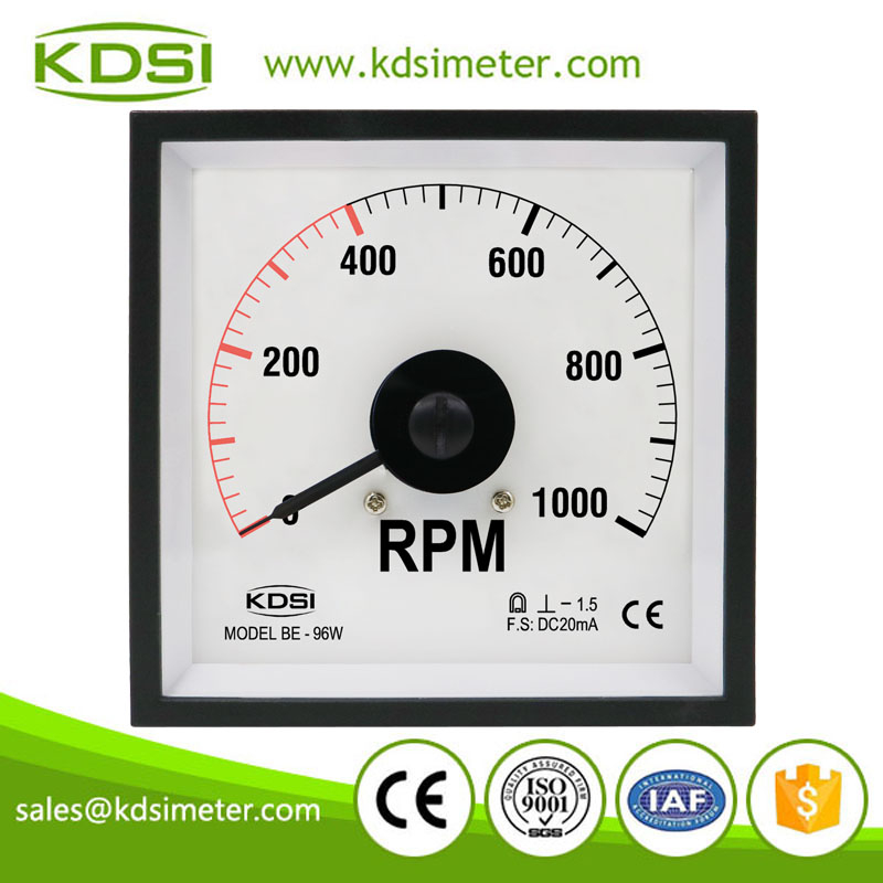 CE Approved BE-96W DC20mA 1000rpm backlighting wide angle panel analog amp rpm meter