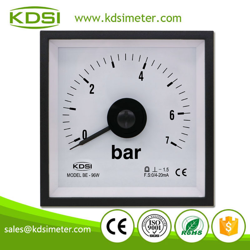 CE Certificate BE-96W DC4-20mA 7bar Wide Angle Analog DC Amp Panel Pressure Meter