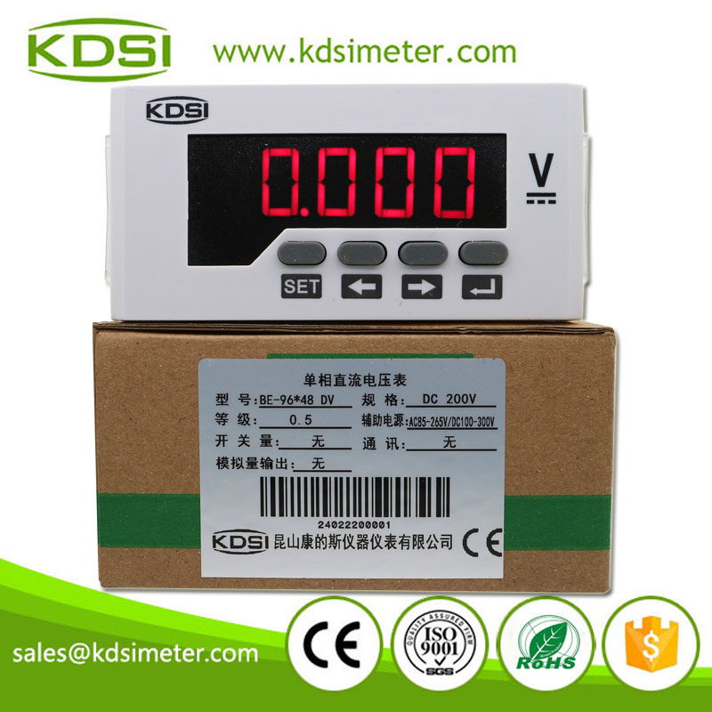 CE Certificate BE-96x48DV DC200V DC Panel Mini Digital Voltmeter