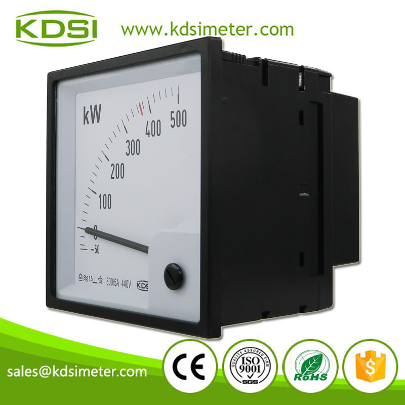 KDSI Electronic Apparatus WF96-X 3P4W -50-500kW 800/5A 440V kW Panel Analog Watt Meter
