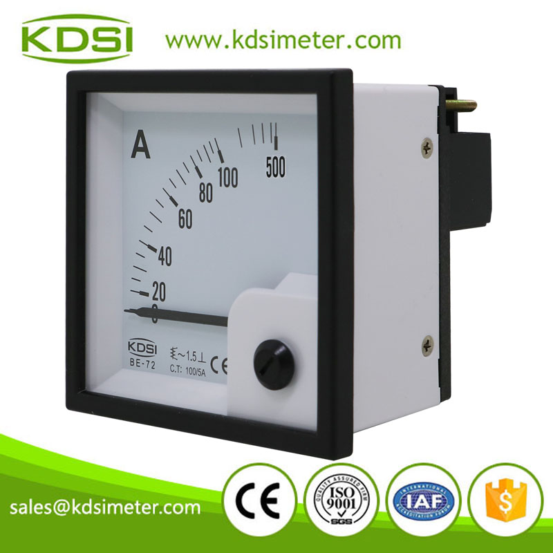 China Supplier BE-72 AC100/5A 5times overload analog ac panel ampere meter