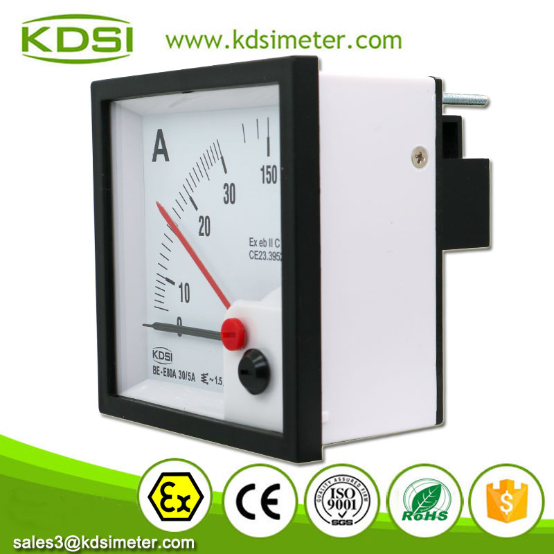 Easy Operation BE-E80A AC30/5A 5times Double Pointer Analog Panel Explosion-proof AC Amp Meter