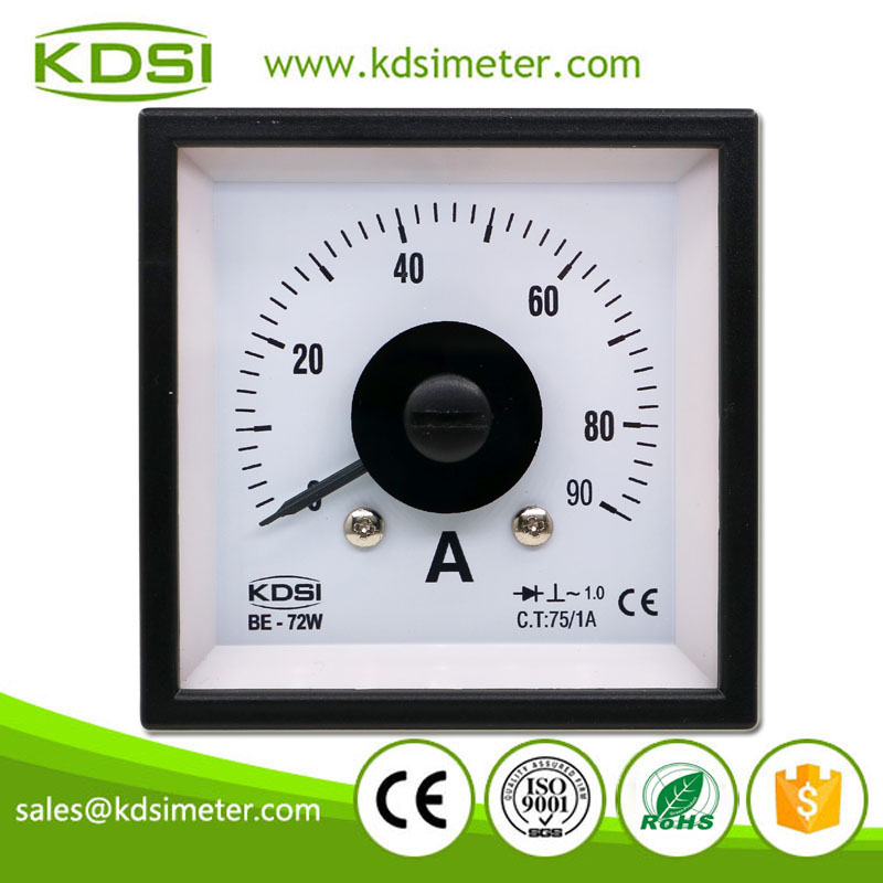 Instant Flexible BE-72W AC90A 75/1A Wide Angle AC Panel Analog Ampere Meter
